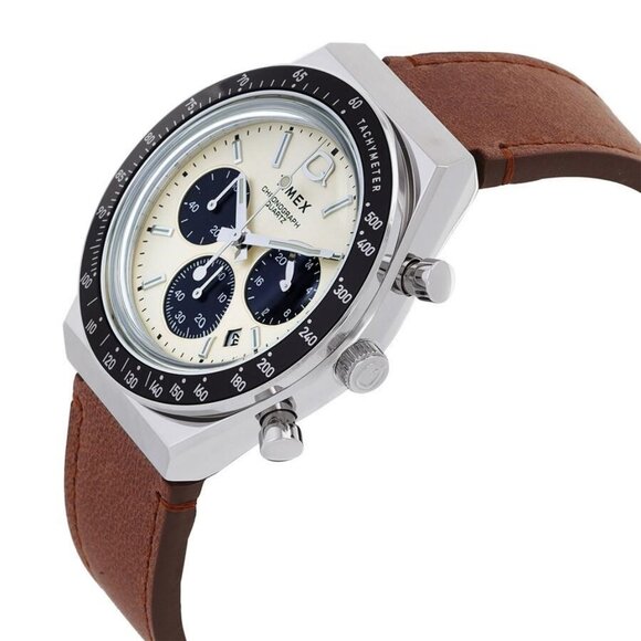 FX06933B NWT Authentic Timex Q Chronograph Quartz Cream Dial Men's Watch TW2V428 - Picture 2 of 3